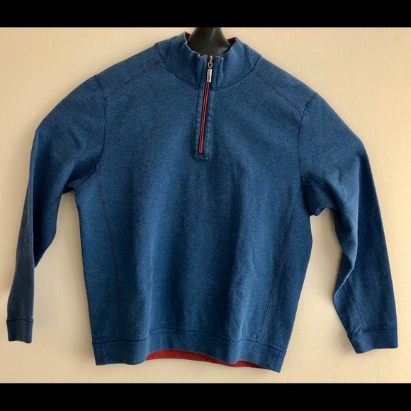 Tommy Bahama Mens Sweater 1/4 Zip Reversible - Picture 1 of 6